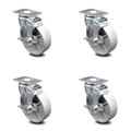 Service Caster 5 Inch Semi Steel Cast Iron Wheel Swivel Top Plate Caster Set with Brake SCC SCC-20S514-SSS-TLB-TP3-4